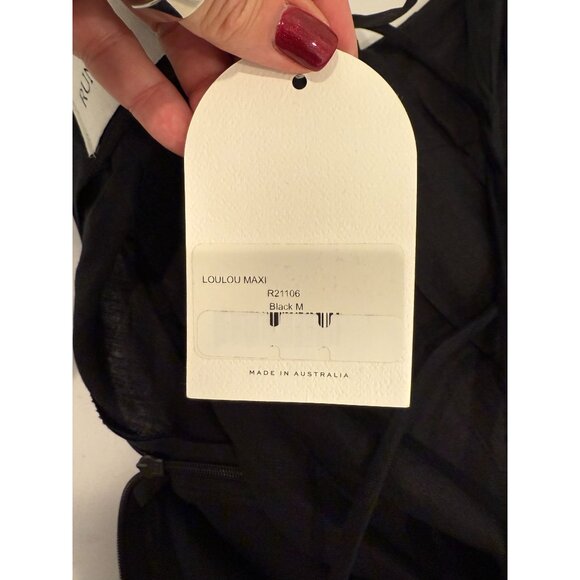 Rumer LouLou Black Strappy Back Ruched Maxi Dress w/ Side Slit NWT - M - Picture 12 of 15